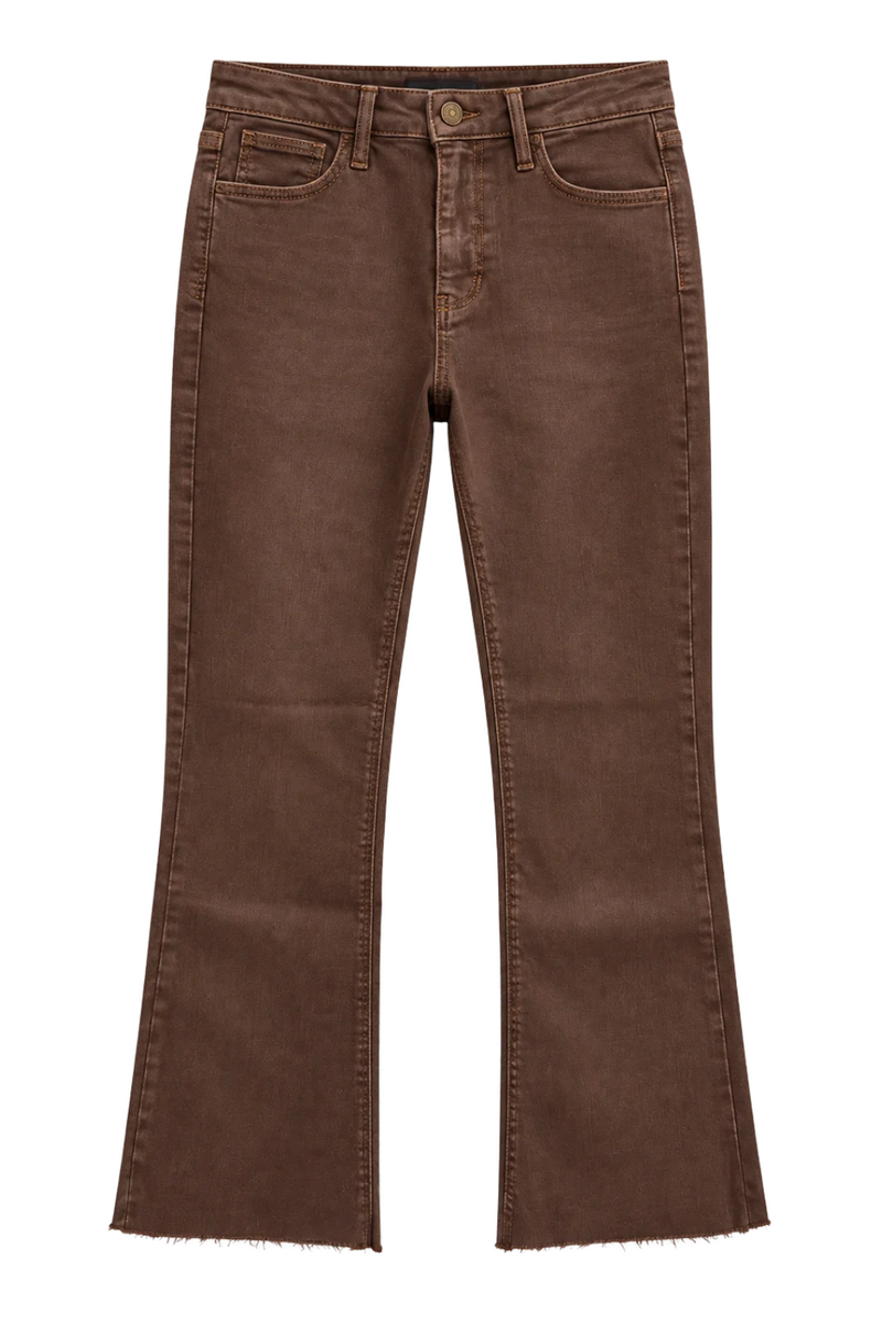 Just Black Denim High Rise Vintage Brown Cropped Flare Jean