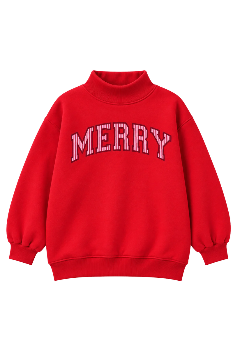Kids MERRY Mock Neck Sweatshirt