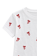 Girls Red Embroidered Bows Tee by Katie J NYC