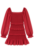 Girls Laila Longsleeve Dress in Red by Katie J NYC