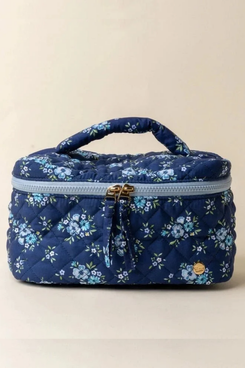 Glam & Go Quilted Cosmetic Bag in Endless Daydream Navy