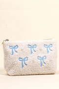Blue Bows Sherpa Pouch