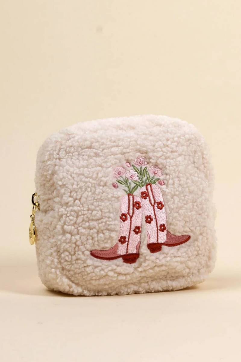 Cowgirl Boots Sherpa Pouch