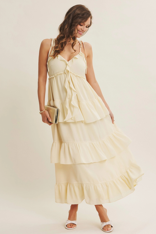 Raye Ruffled Wool Dobby Maxi Dress