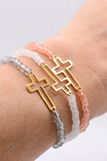Beaded Gold Cross Bracelet