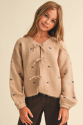 Girls Bow Embroidery Sweater