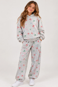 Girls Bow Printed Fleece Hoodie