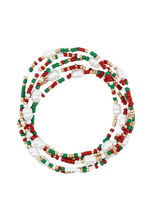 Christmas Beaded Bracelet Stack