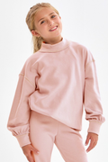 Girls Cotton Terry Mock Neck Sweatshirt