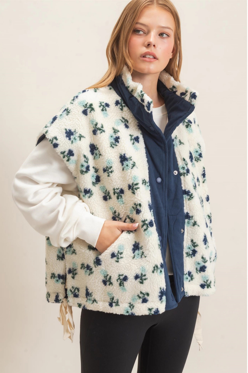 Floral Sherpa Vest