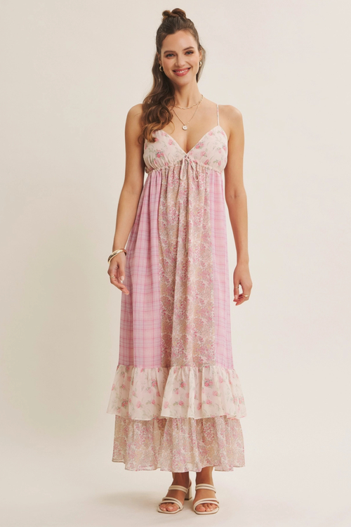 Garden Party Print Chiffon Maxi Dress