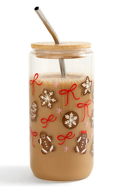 Gingerbread Cookies Christmas Glass Can