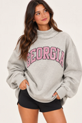 Georgia Embroidered Terry Mock-neck Sweatshirt