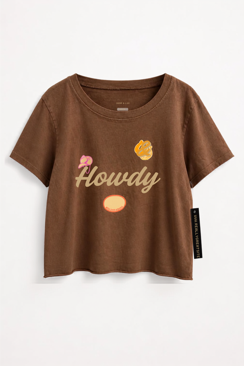 Girls Howdy Patches Crop Tee