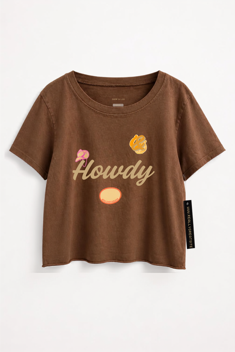 Girls Howdy Patches Crop Tee