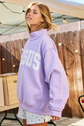 'Jesus' Embroidered Mock Neck Sweatshirt