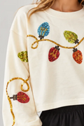Girls Christmas Sequin Light Bulb Top