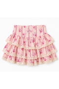 Katie J NYC Girls Melody Skirt in Rose Floral Stripe