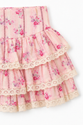 Katie J NYC Girls Melody Skirt in Rose Floral Stripe