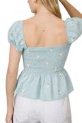 Maddie Embroidered Puff Sleeve Top