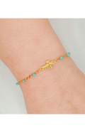 Dainty Color Dots Chain Cross Bracelet