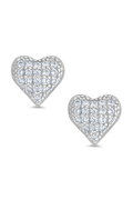 Pave Cz Heart Stud Earrings in Sterling Silver by Lily Nily