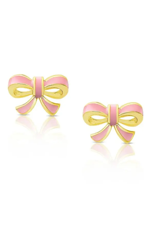 Pink Bow Stud Earrings by Lily Nily