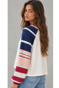 Multi Color Striped Knit Pullover Top