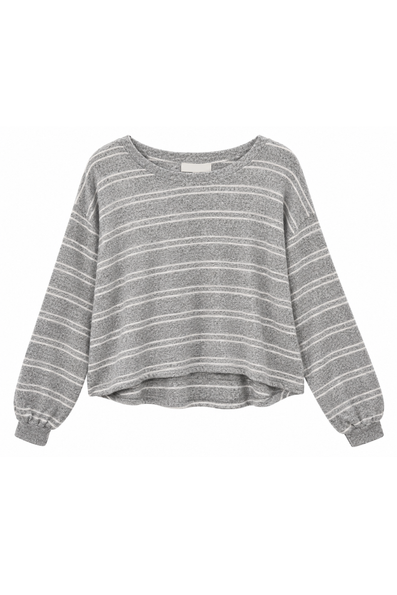 Striped Brushed Knit Pullover Top
