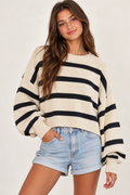Rowan Stripe Sweater in Black