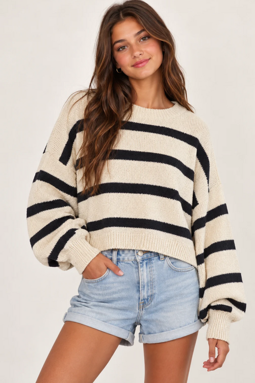 Rowan Stripe Sweater in Black
