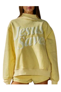 Jesus Saves Print Mock Neck Sweatshirt
