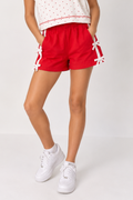Girls Bow Detail Side Stripe Knit Shorts