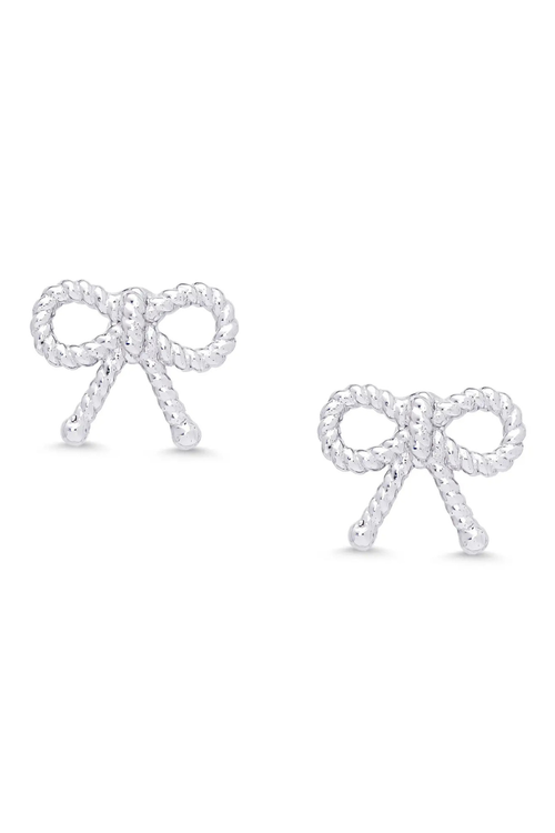 Bow Twist Stud Earrings in Sterling Silver by Lily Nily
