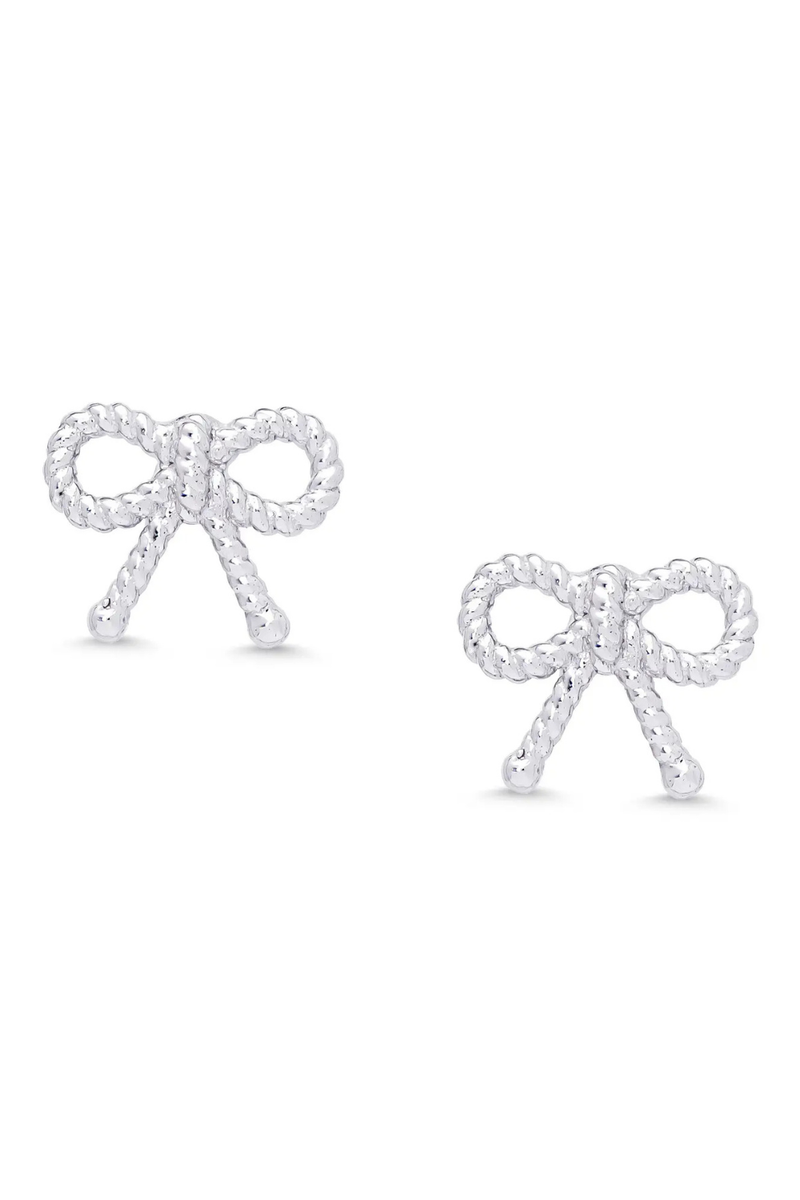 Bow Twist Stud Earrings in Sterling Silver by Lily Nily