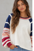 Multi Color Striped Knit Pullover Top