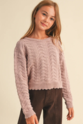 Girls Wavy Knitwear Pull Over in Mauve