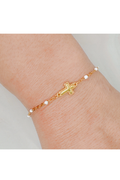 Dainty Color Dots Chain Cross Bracelet