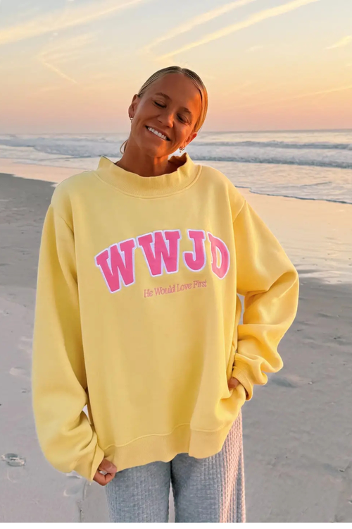 "WWJD" Mockneck in Yellow