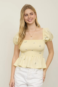 Maddie Embroidered Puff Sleeve Top
