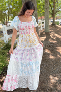Emery Floral Patchwork Puff Sleeve Maxi Dress