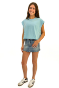 Crew Neck Boxy Sleeveless Top