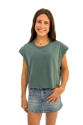 Crew Neck Boxy Sleeveless Top