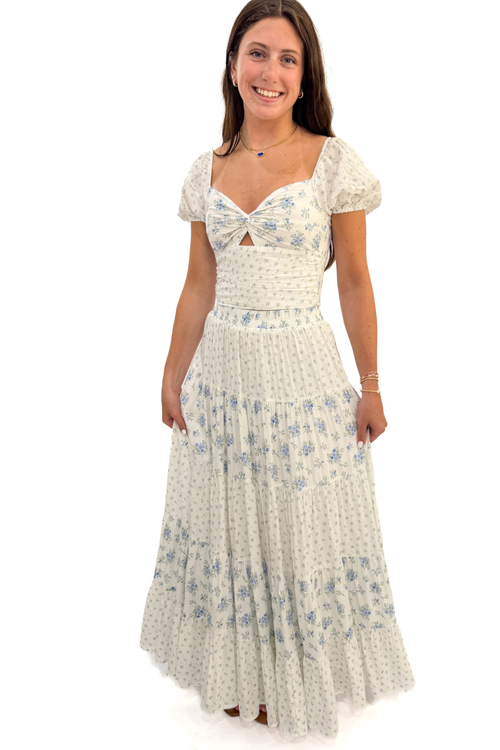 Katie J NYC Juniors Roya Maxi Skirt in Blue Floral