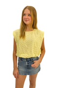 Bubble Hem Cotton Eyelet Sleeveless Top