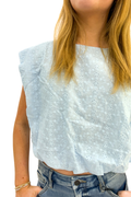 Bubble Hem Cotton Eyelet Sleeveless Top