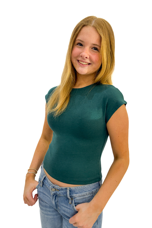 Luna Fitted Cropped Cap Sleeve Top