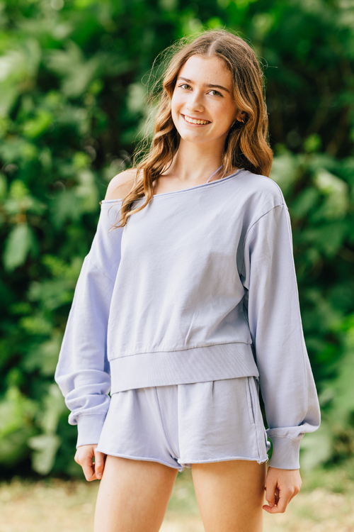 Katie J NYC Juniors Tristan Sweatshirt in Lavender