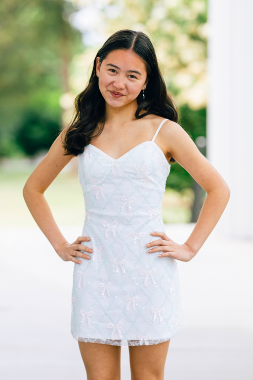 Juniors Etta Bow Sequin Dress by Katie J NYC