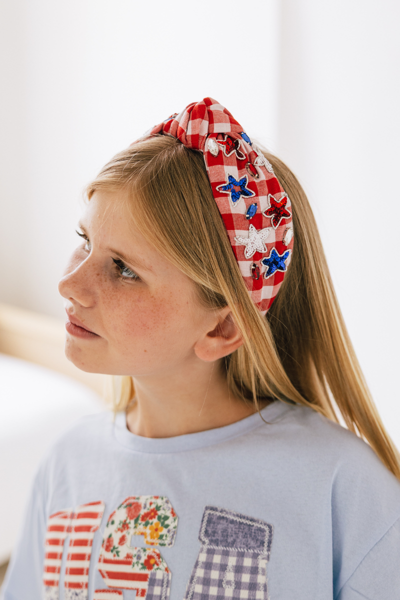 USA Gingham Star Headband